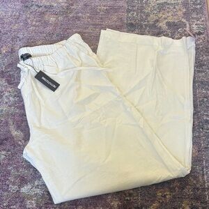 PrettyLittleThing Tall White Linen drawstring pants